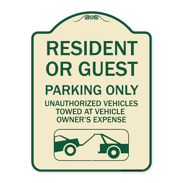 Parking Restriction Resident or Guest Parking Only Unauthorized Vehicles Towed at Own, TG-1824-23369